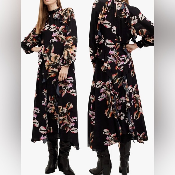 All Saints Dresses & Skirts - New ALLSAINTS Jessica Mock Neck Long Sleeve Handkerchief Hem Dress sz 10